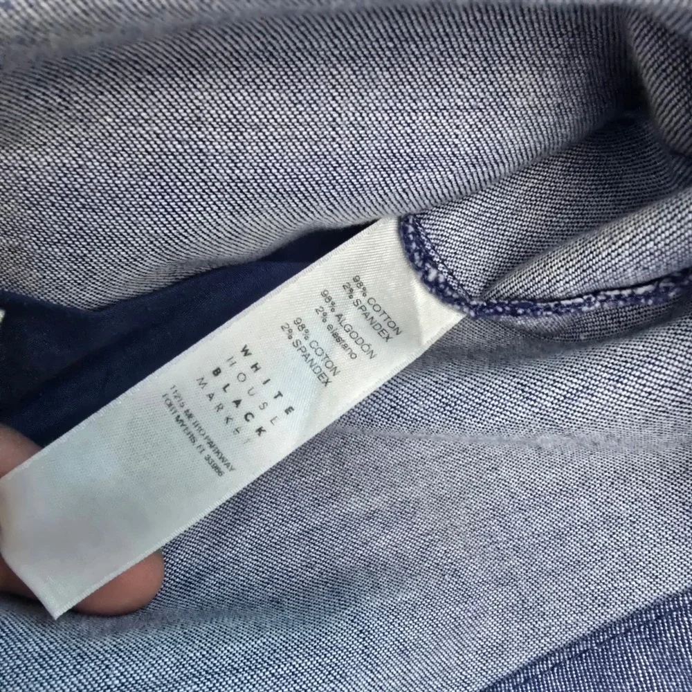 White House Black Market‎ -961 WHBM Chambray Moto Jacket Womens 14